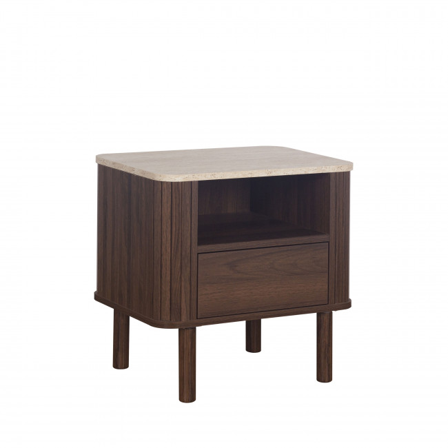Maya - Table de chevet 1 tiroir en bois effet travertin