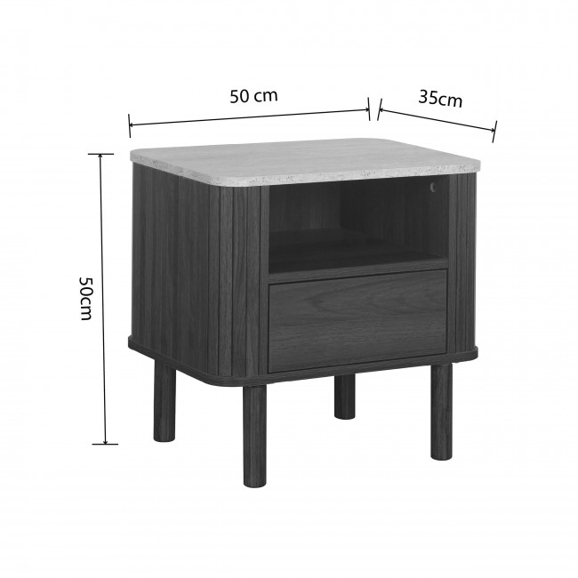 Maya - Table de chevet 1 tiroir en bois effet travertin