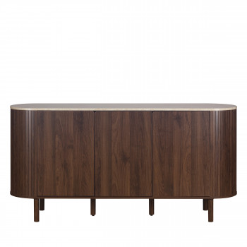 Alma - Buffet 3 portes en bois effet  travertin L160cm