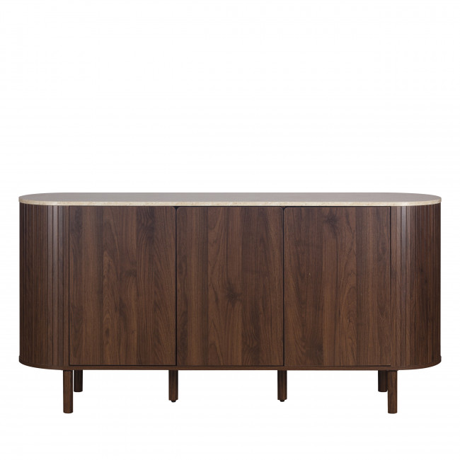 Alma - Buffet 3 portes en bois effet  travertin L160cm