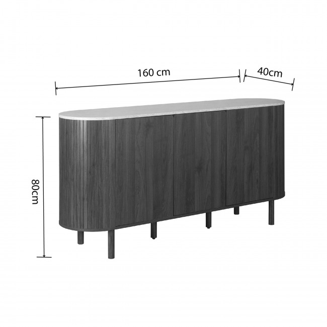 Alma - Buffet 3 portes en bois effet  travertin L160cm