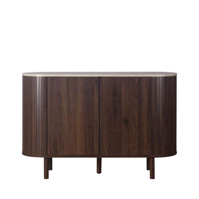 Alma - Buffet 2 portes en bois effet travertin L120cm