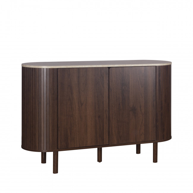 Alma - Buffet 2 portes en bois effet travertin L120cm