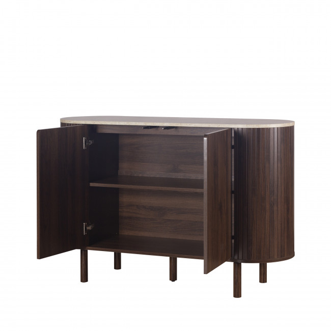Alma - Buffet 2 portes en bois effet travertin L120cm