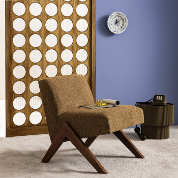 Vinto - Fauteuil en tissu pieds bois