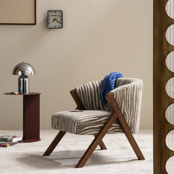 Malou - Fauteuil en tissu et bois imprimé zèbre