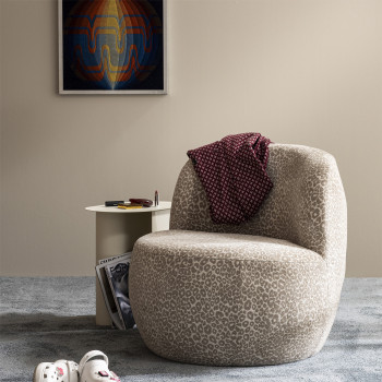 Mo - Fauteuil rond en tissu imprimé léopard