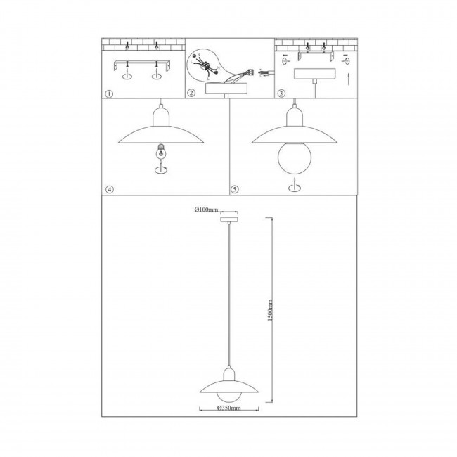 Yvonne - Suspension ronde en métal finition brillant ø35cm