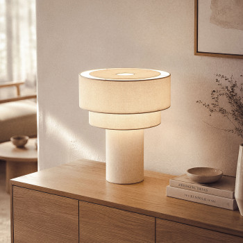 Punta - Lampe à poser ronde en lin ø30cm