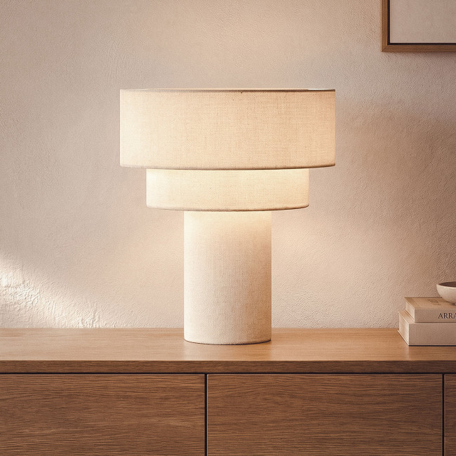 Punta - Lampe à poser ronde en lin ø30cm