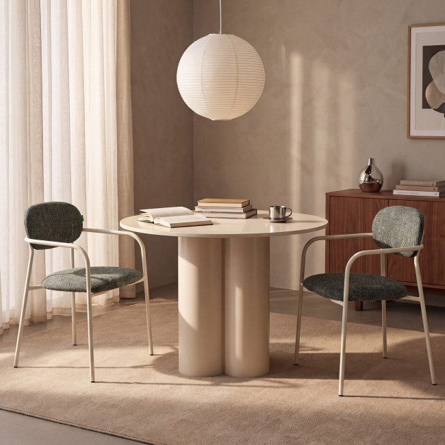 Anatole - Lot de 2 fauteuils de table en tissu pieds métal