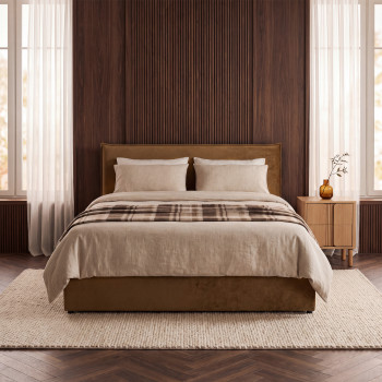 Cama -  Lit coffre en tissu 160x200cm