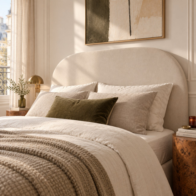 Wayne - Tête de lit compressée en tissu demi-lune L 160 cm