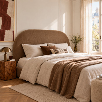 Wayne - Tête de lit compressée en tissu demi-lune L 180 cm