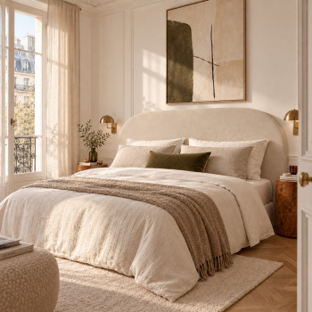 Wayne - Tête de lit compressée en tissu demi-lune L 180 cm