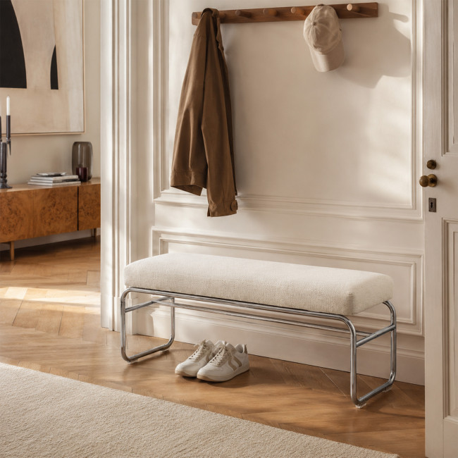 Henri - Banc en tissu pieds chrome L120cm