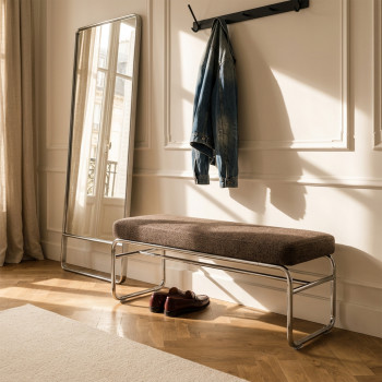 Henri - Banc en tissu pieds chrome L120cm