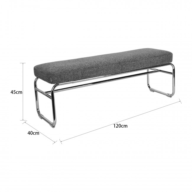 Henri - Banc en tissu pieds chrome L120cm