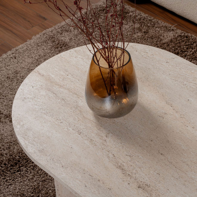Sam - Table basse ovale effet travertin 119x60cm
