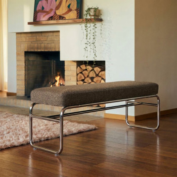 Henri - Banc en tissu pieds chrome L120cm