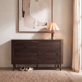 Maya - Commode 6 tiroirs en bois L 140 cm