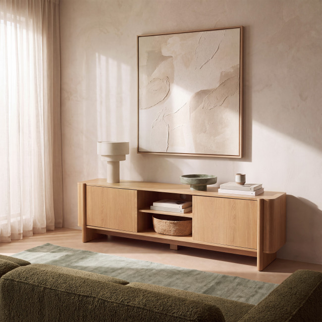 Oli - Meuble TV 2 portes en bois L160cm