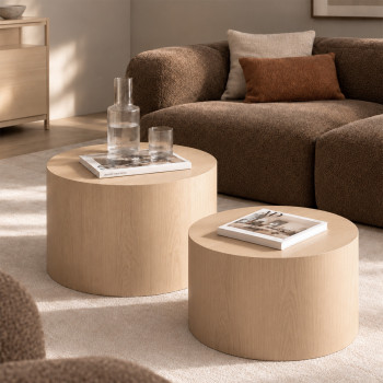 Elva - Lot de 2 tables d'appoint en bois