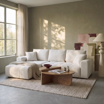 Giovano - Canapé d'angle réversible convertible 4 places en tissu
