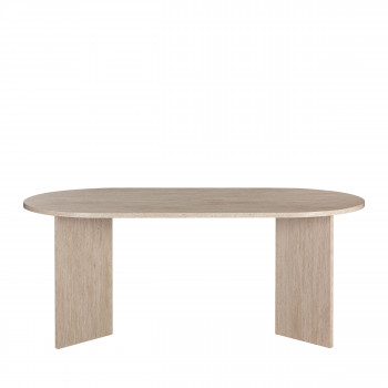 Calian - Table à manger 8 personnes ovale effet travertin 