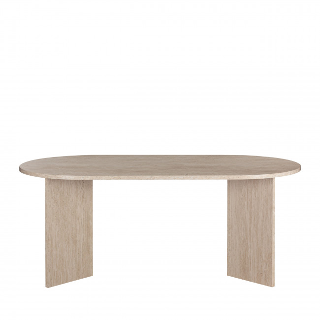 Calian - Table à manger 8 personnes ovale effet travertin 
