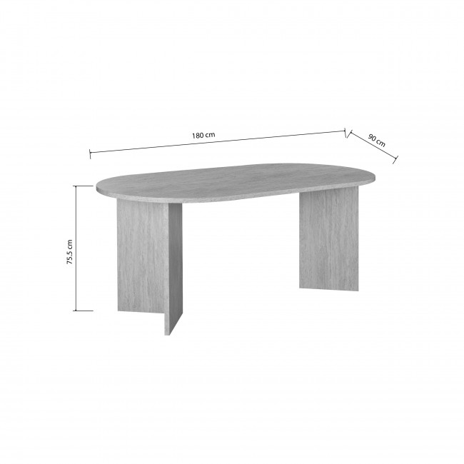 Calian - Table à manger 8 personnes ovale effet travertin 