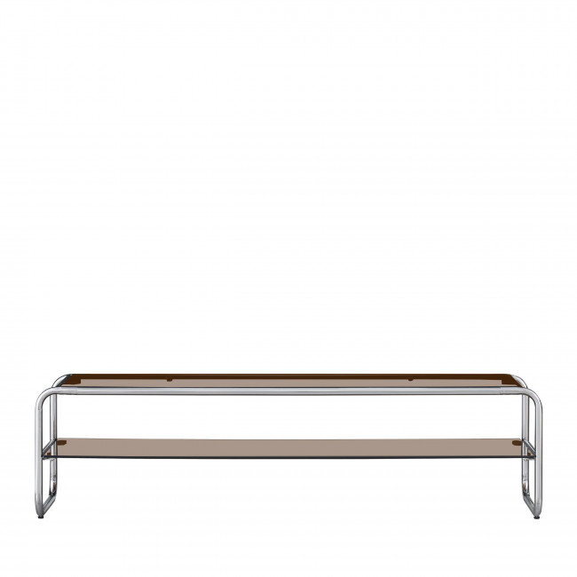 Delio - Meuble TV en verre et pieds chrome L 160 cm