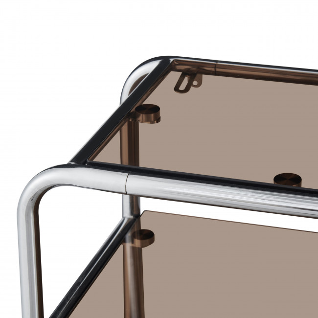 Delio - Meuble TV en verre et pieds chrome L 160 cm