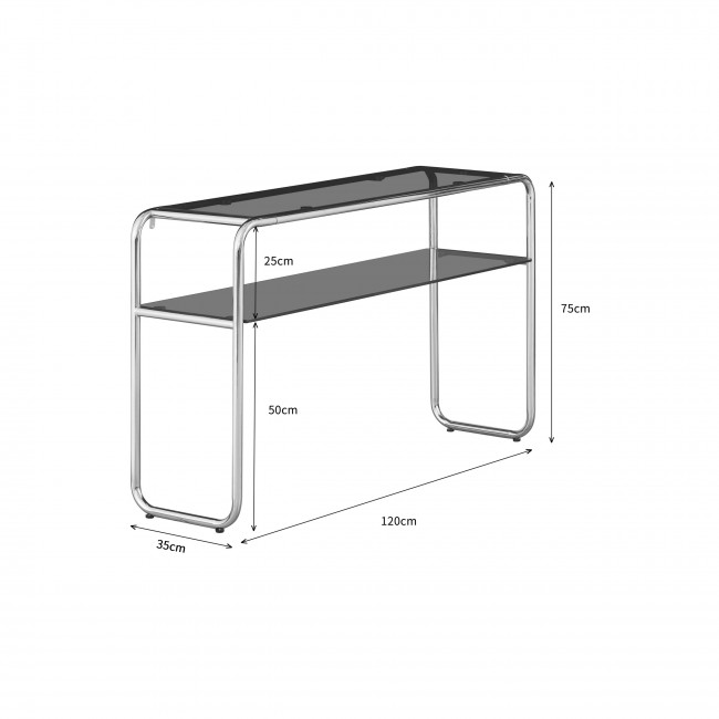 Delio - Console en verre et pieds chrome L 120 cm