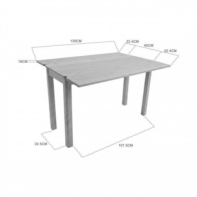 Sheldon - Table à manger extensible 2 à 4 personnes en bois 120x45-90cm