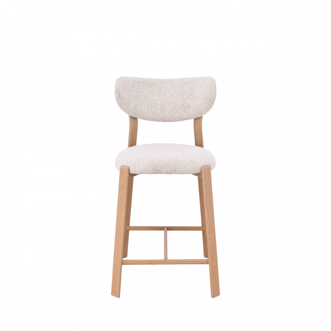 Lunara - Lot de 2 chaises de bar en tissu piètement effet bois clair H65cm