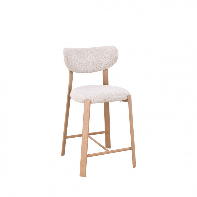 Lunara - Lot de 2 chaises de bar en tissu piètement effet bois clair H65cm