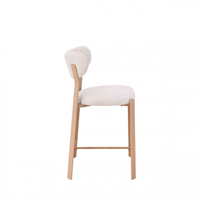 Lunara - Lot de 2 chaises de bar en tissu piètement effet bois clair H65cm