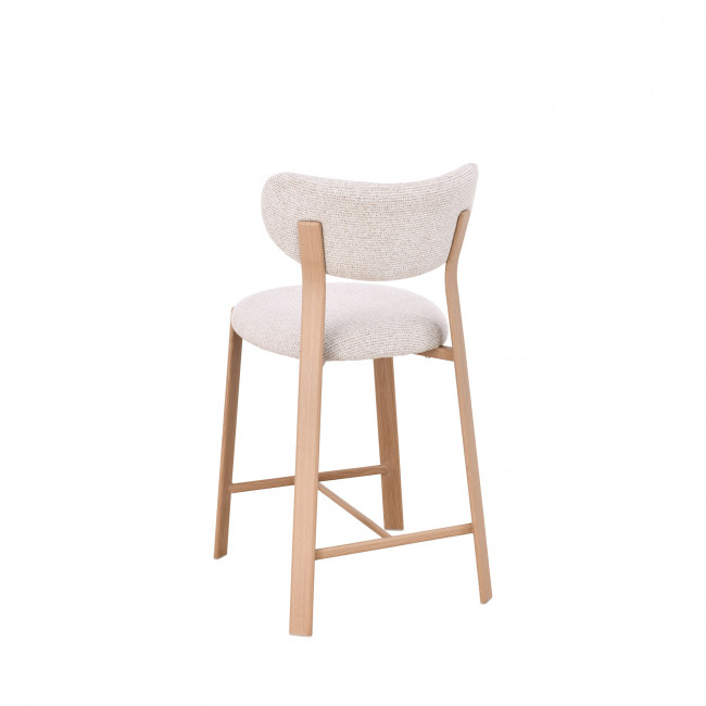Lunara - Lot de 2 chaises de bar en tissu piètement effet bois clair H65cm