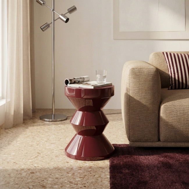 Harry - Table d'appoint / chevet ronde effet glossy ø 36 cm 