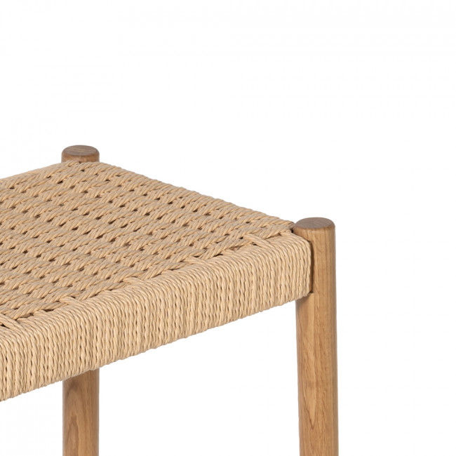 Paolo - Lot de 2 tabourets de bar en corde tressée et bois H 65 cm 