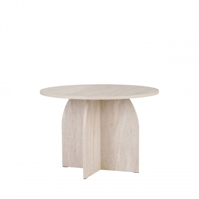 Ferdy - Table à manger 4 personnes ronde effet travertin
