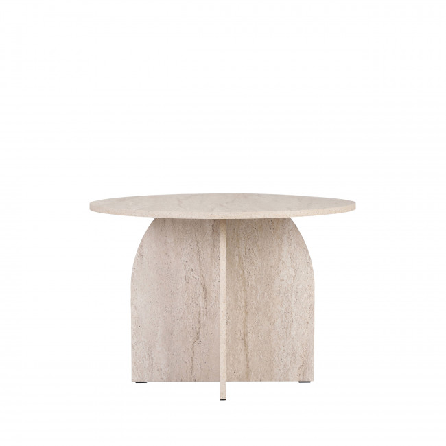 Ferdy - Table à manger 4 personnes ronde effet travertin