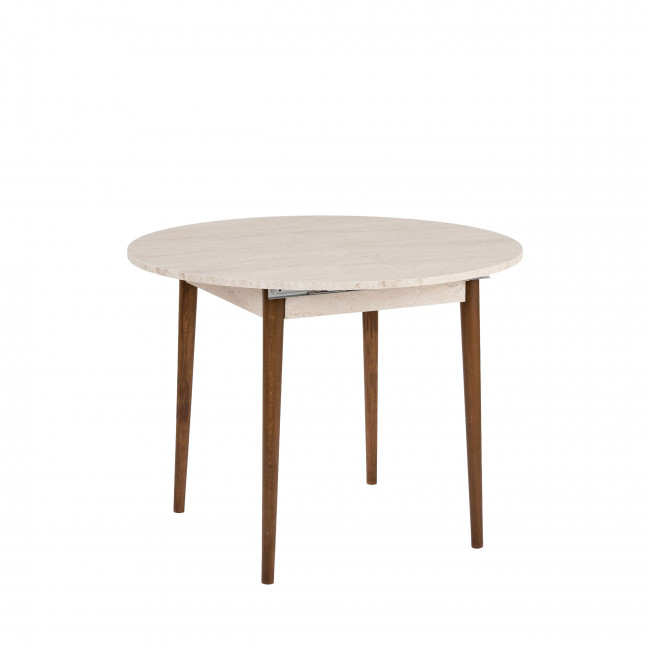 Salvador - Table à manger extensible 4 à 6 personnes en bois et effet travertin 100-131x75cm