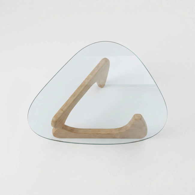 August - Table basse ronde en verre trempé et bois