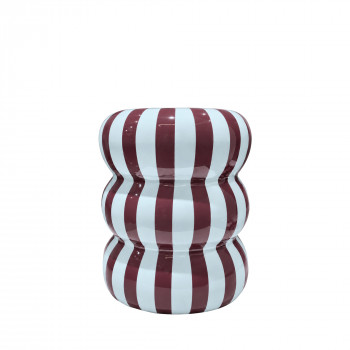 Georges - Table d'appoint / chevet ronde à rayures en aluminium ø 33 cm
