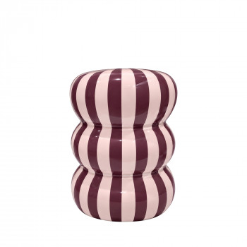 Georges - Table d'appoint / chevet ronde à rayures en aluminium ø 33 cm