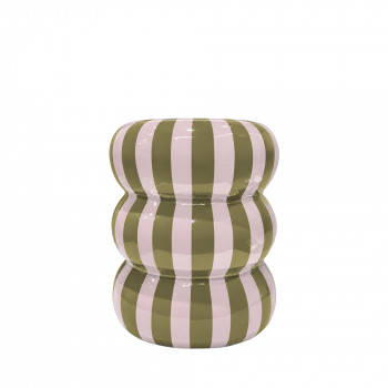 Georges - Table d'appoint / chevet ronde à rayures en aluminium ø 33 cm