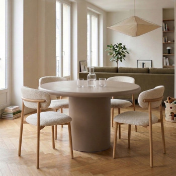 Pietra - Table à manger 4 personnes ronde en fibre de ciment 