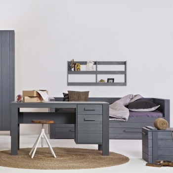 Lit 1 place banquette en bois gris fsc Denis